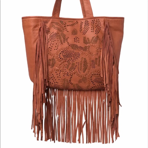 FRYE Festival Fringe Leather Boho Tote NWT - Picture 4 of 11